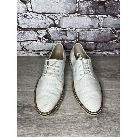 ECCO White Leather Perforated Lace Up Oxfords Shoes Women Sz 40EU/9.5M US - Picture 14 of 16